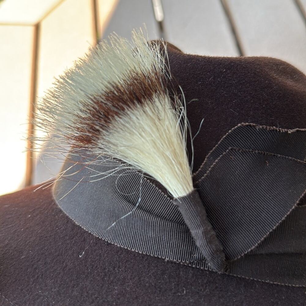 Frank Olive Jacobson's Brown Wool Fedora Hat with Brush Accent Vintage - Picture 6 of 6
